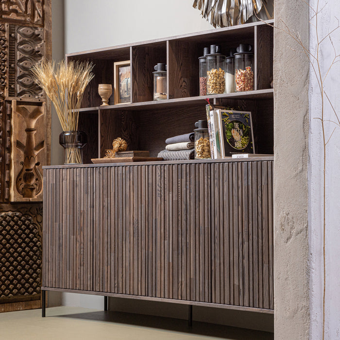 WOOOD New Gravure Wandkast B 200 cm - Essen - Espresso