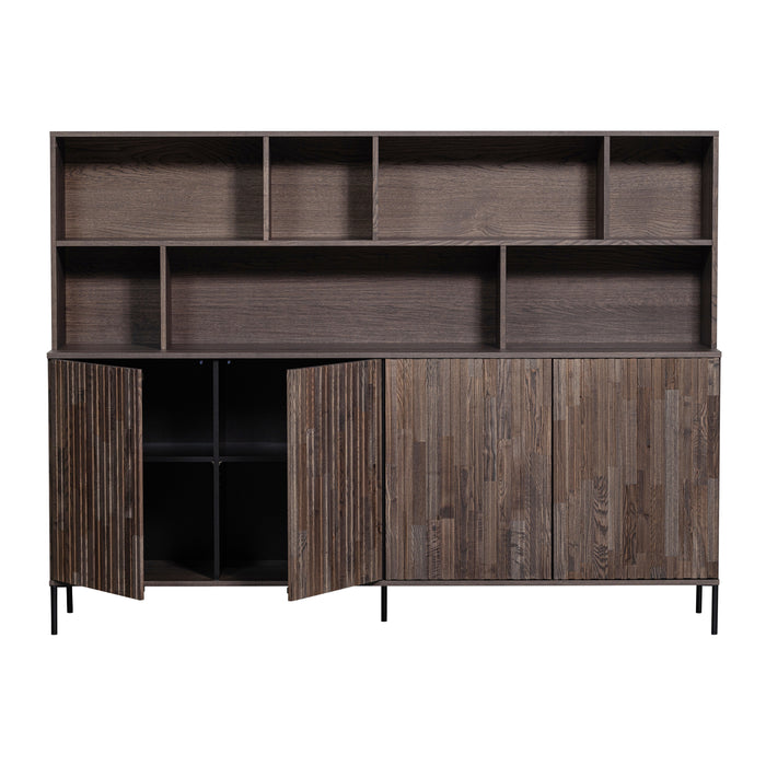 WOOOD New Gravure Wandkast B 200 cm - Essen - Espresso
