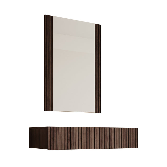 Meubella - Kaptafel Tartagal - Donkerbruin eiken - 80 cm - Met spiegel