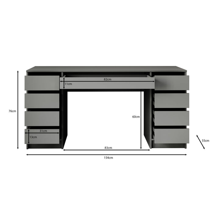 Meubella - Kaptafel Arco 2 - Zwart - 154 cm