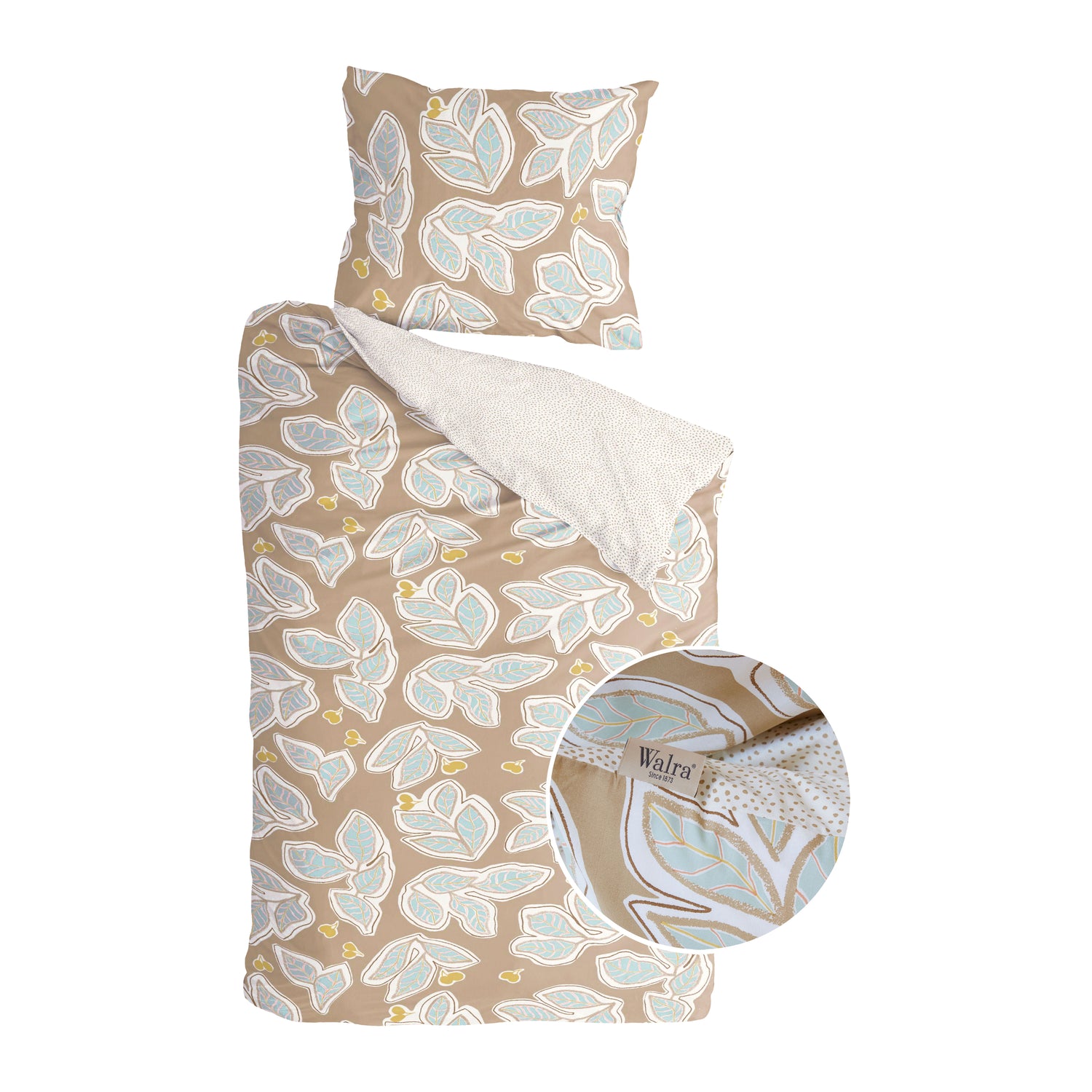 Walra Lovely Leaves Dekbedovertrek 140 x 220 cm - Bruin / Beige