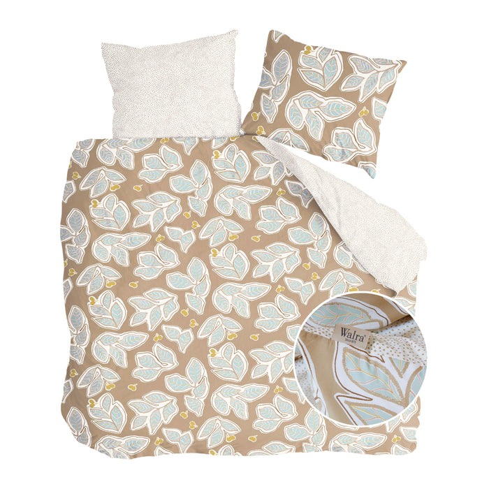 Walra Lovely Leaves Dekbedovertrek 240 x 220 cm - Bruin / Beige
