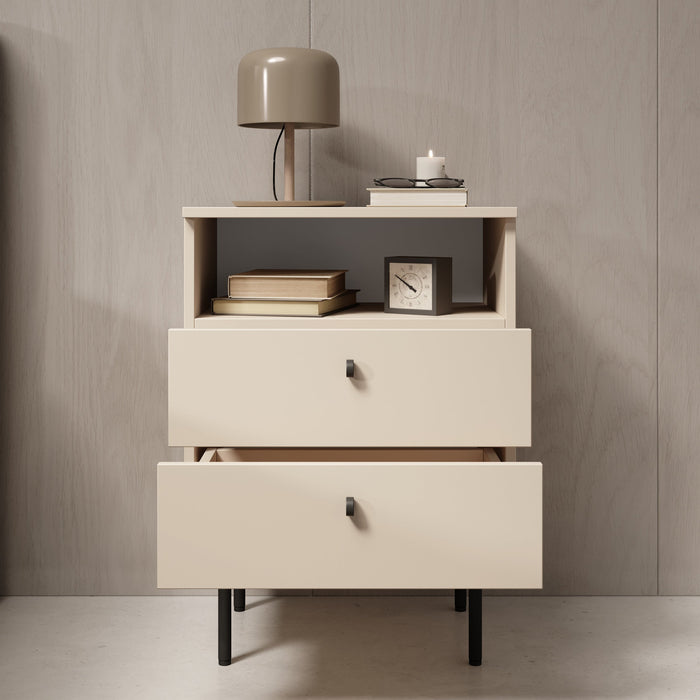Meubella - Nachtkastje Hidde 2 - Beige - 50 cm