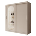 Meubella - Kledingkast Bodhi - Beige - 180 cm - Met spiegel