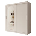 Meubella - Kledingkast Bodhi - Wit - 180 cm - Met spiegel