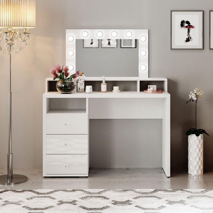 Meubella - Kaptafel Dakota - Wit - 120 cm - Met spiegel