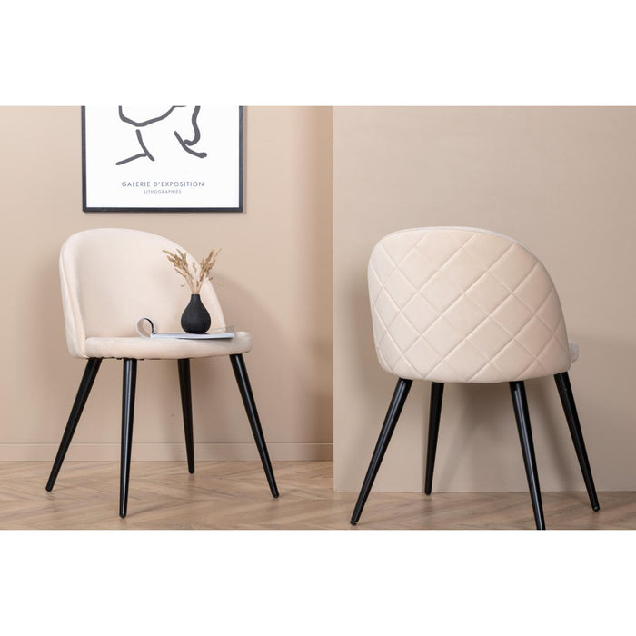 Svea - Zako eetkamerstoel - ruitpatroon - velvet - beige