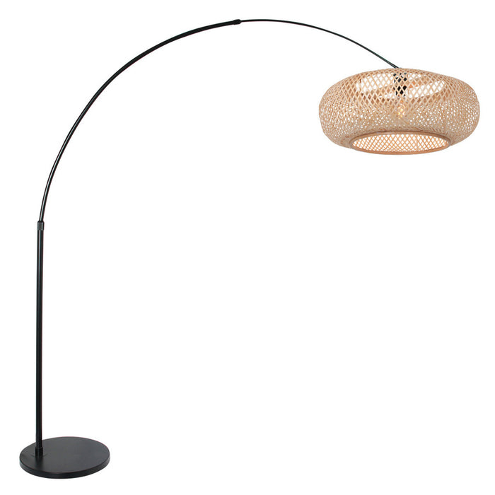 Steinhauer Booglamp Sparkled Light  Zwart Kap Bamboe Bruin Ø 60cm