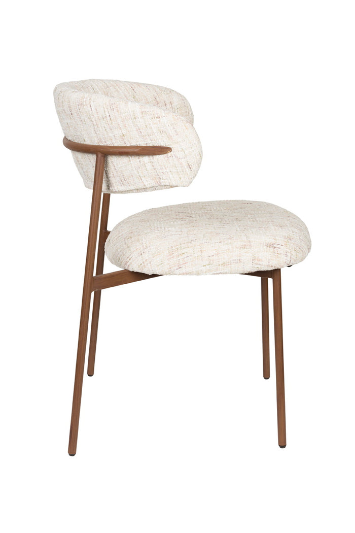 Giga Meubel - Eetkamerstoel Off White - Metaal - Claes - Set van 2