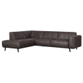 WOOOD Statement Hoekbank Links - Lederlook - Donkergrijs - 77x274x210