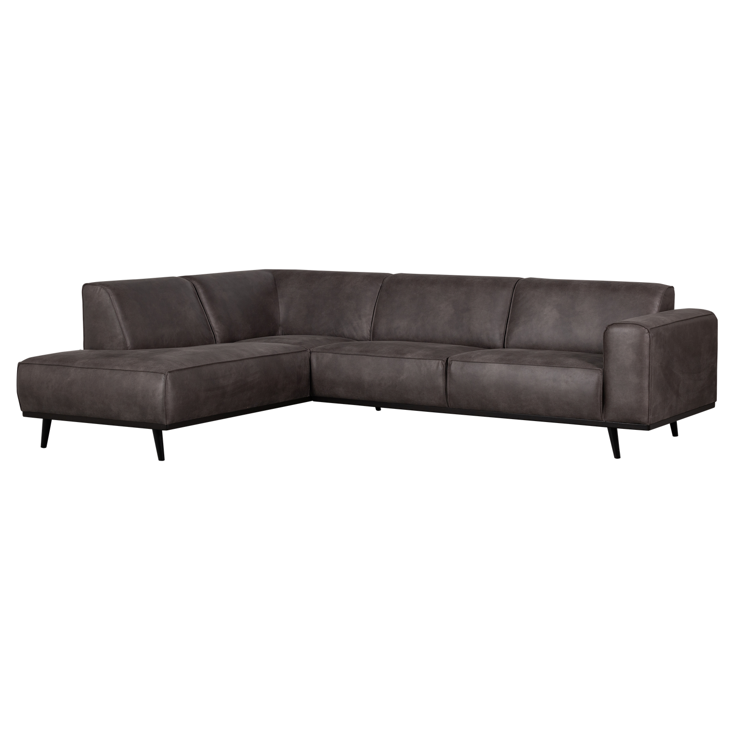 WOOOD Statement Hoekbank Links - Lederlook - Donkergrijs - 77x274x210
