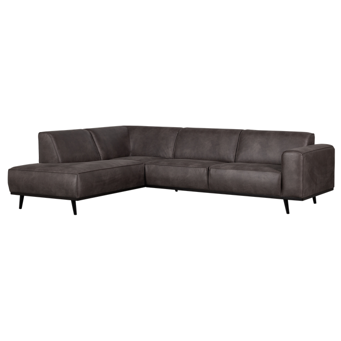 WOOOD Statement Hoekbank Links - Lederlook - Donkergrijs - 77x274x210