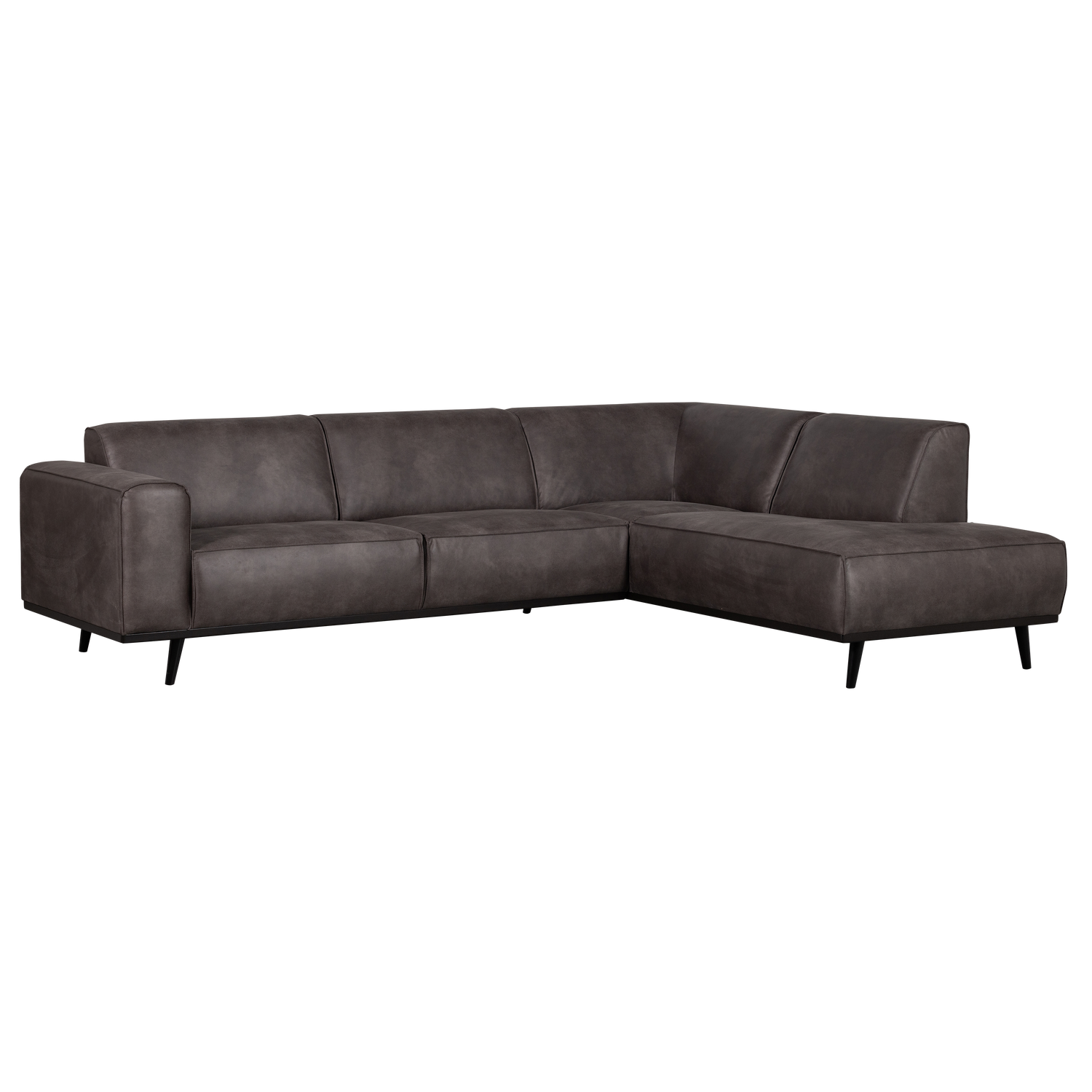 WOOOD Statement Hoekbank Rechts - Lederlook - Donkergrijs - 77x274x210