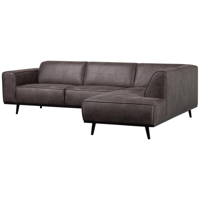 WOOOD Statement Hoekbank Rechts - Lederlook - Donkergrijs - 77x274x210