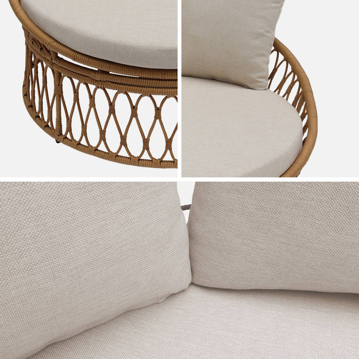 sweeek - Ronde loungebank in staal en imitatie rotan