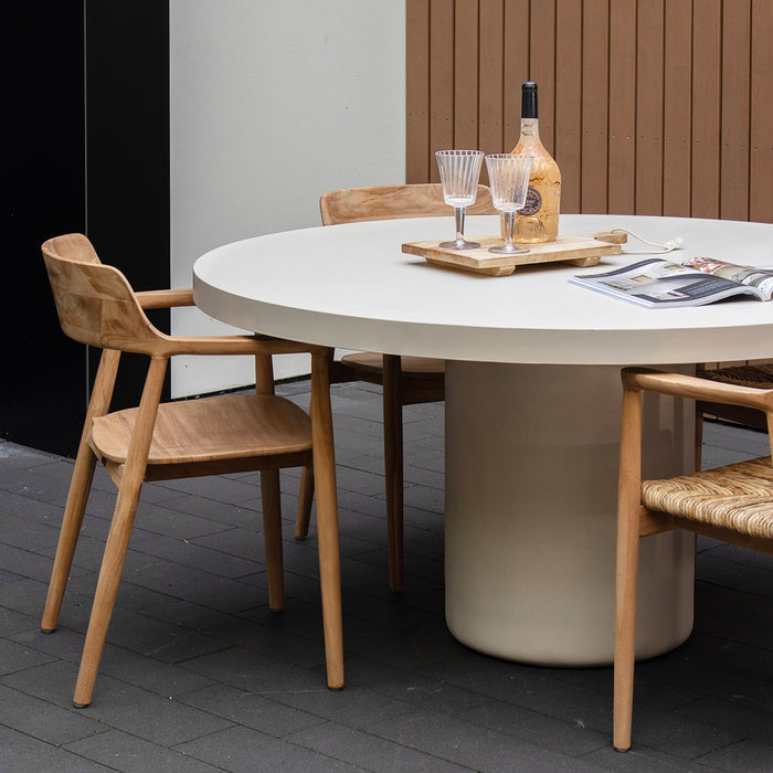 Giga Meubel - Tuintafel Rond 150cm - Beige Eco Composiet - Betonlook - Eden