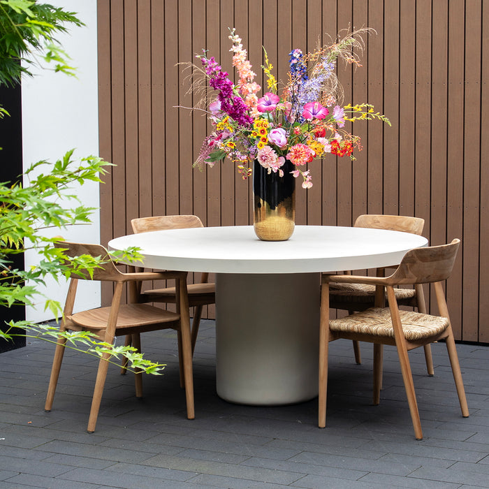Giga Meubel - Tuintafel Rond 150cm - Beige Eco Composiet - Betonlook - Eden