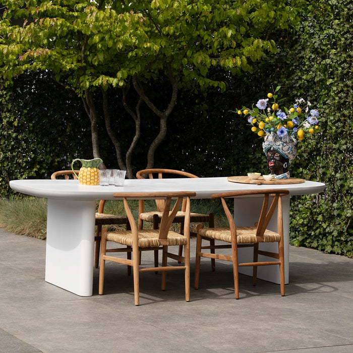 Giga Meubel - Tuintafel Deens Ovaal - Wit Betonlook - 240x100x75cm - Maya