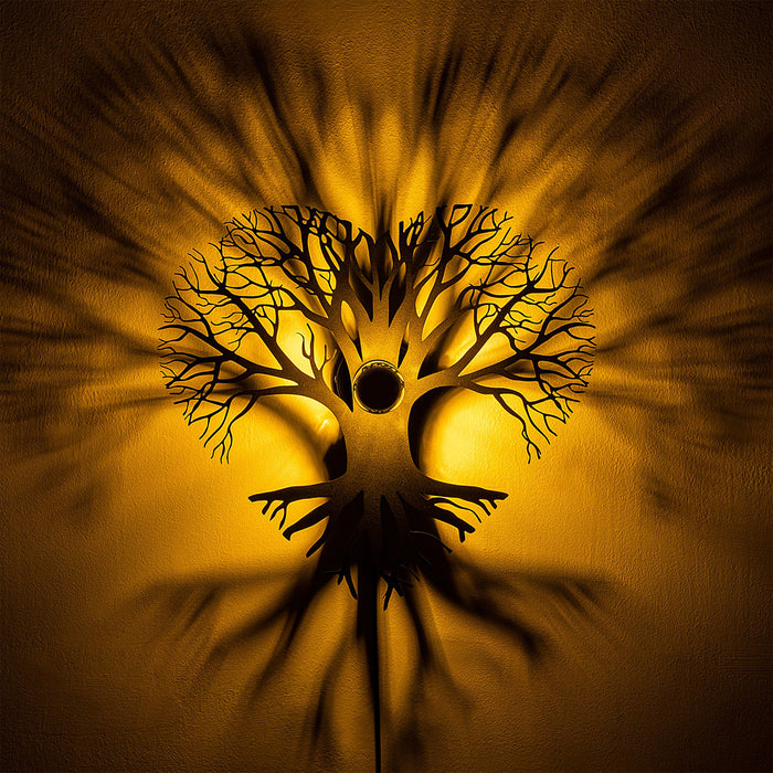Giga Meubel - Wandlamp Zwart Metaal - 52x9x49cm - Heart Tree