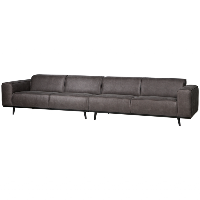 WOOOD Statement Xl 4-Zits Bank - Lederlook - Donkergrijs - 77x372x93