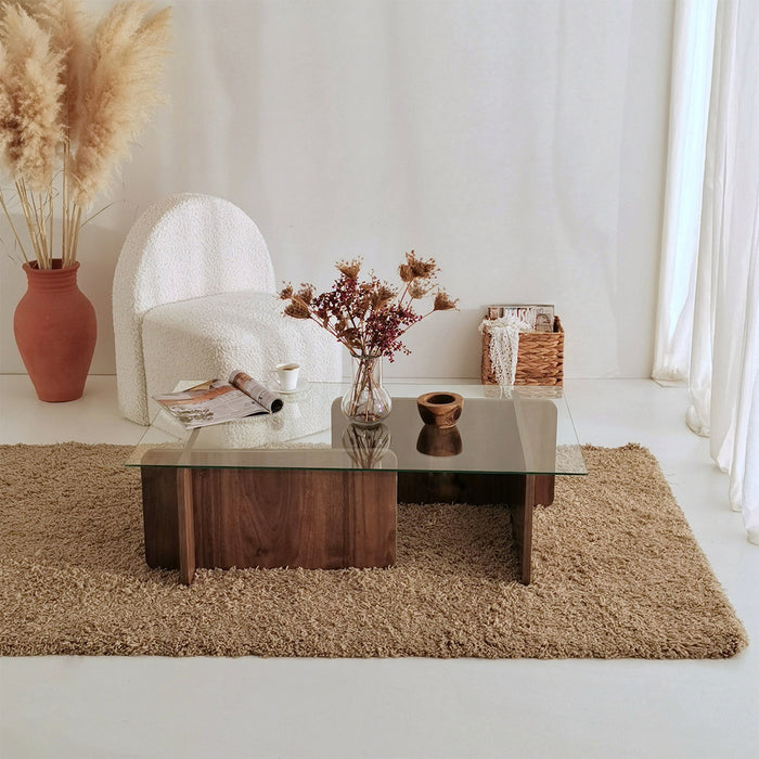 Giga Meubel - Salontafel Glas|Walnoot - 105x65x30cm - Escape