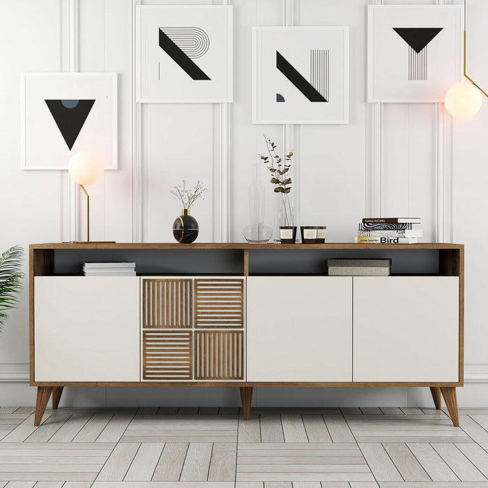 Giga Meubel - Dressoir Walnoot|Crème Hout - 180x35x78,6cm - Milan