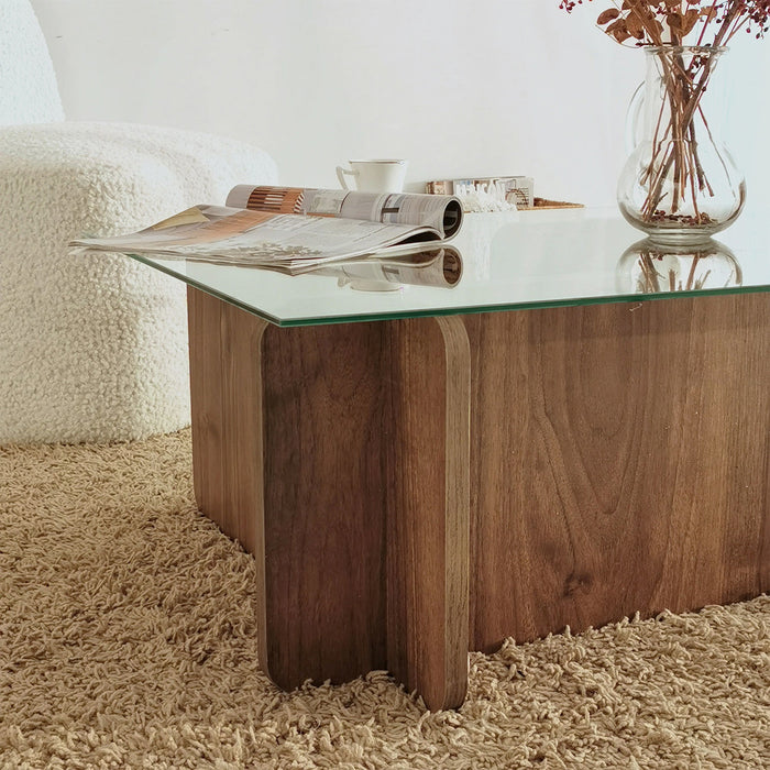 Giga Meubel - Salontafel Glas|Walnoot - 105x65x30cm - Escape