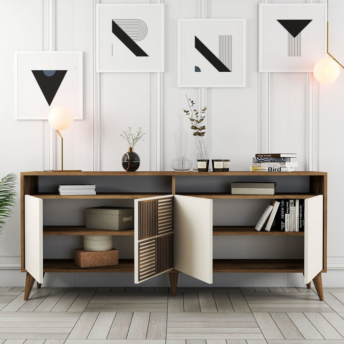 Giga Meubel - Dressoir Walnoot|Crème Hout - 180x35x78,6cm - Milan