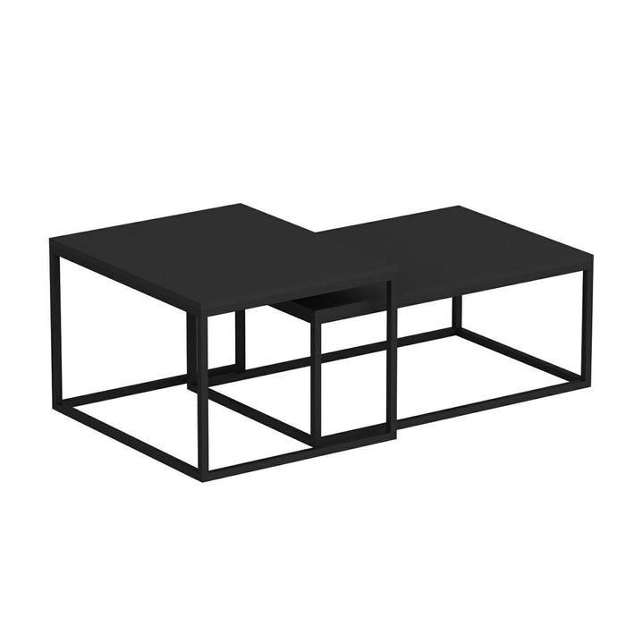 Giga Meubel - Salontafel Zwart Metaal - Set Van 2 - 60x47x45cm - Leka