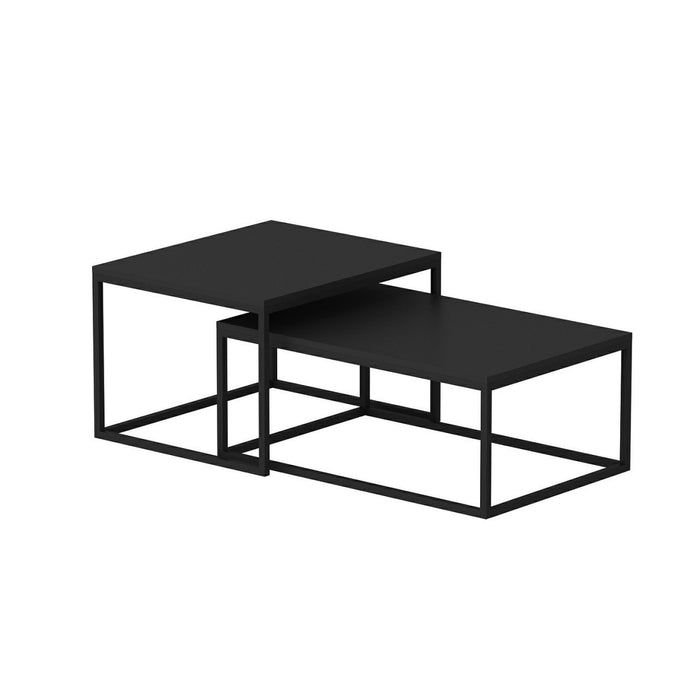 Giga Meubel - Salontafel Zwart Metaal - Set Van 2 - 60x47x45cm - Leka