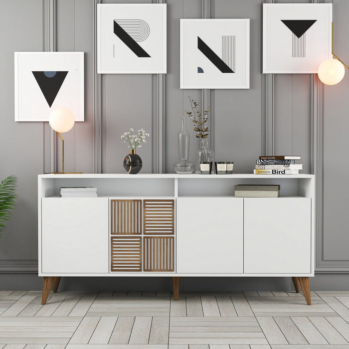 Giga Meubel - Dressoir Wit Hout - 160x35x78cm - Milan