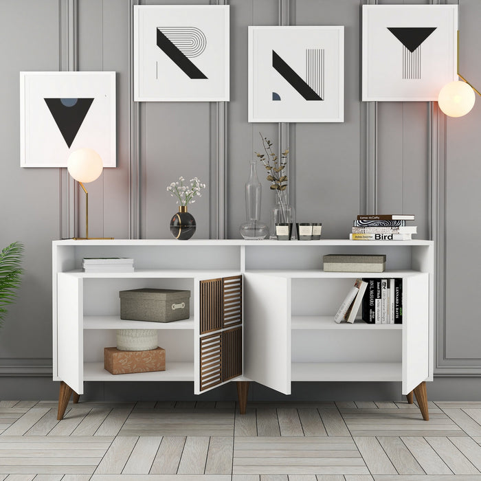 Giga Meubel - Dressoir Wit Hout - 160x35x78cm - Milan