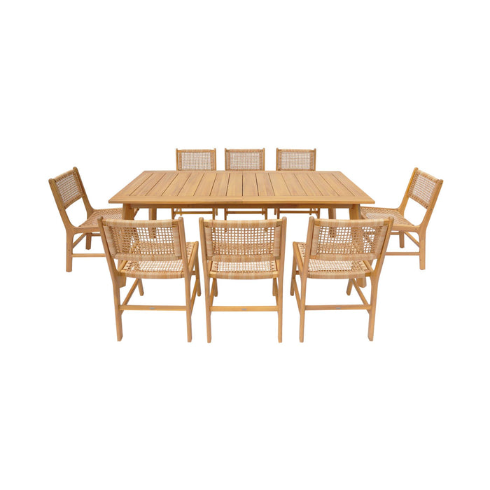 sweeek - Uitschuifbare tuintafel acacia hout met 8 stoelen