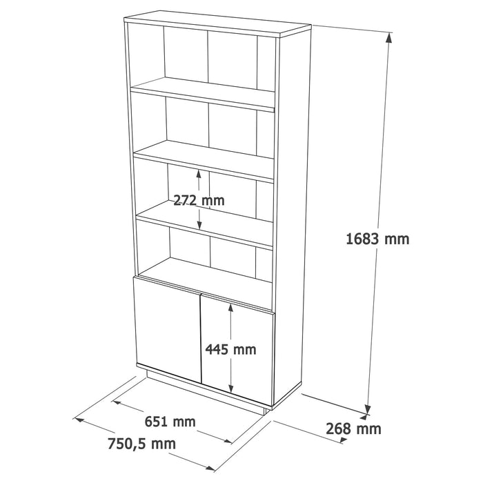 Giga Meubel - Boekenkast Wit|Naturel Hout - 75x27x168,3cm - Fethiye