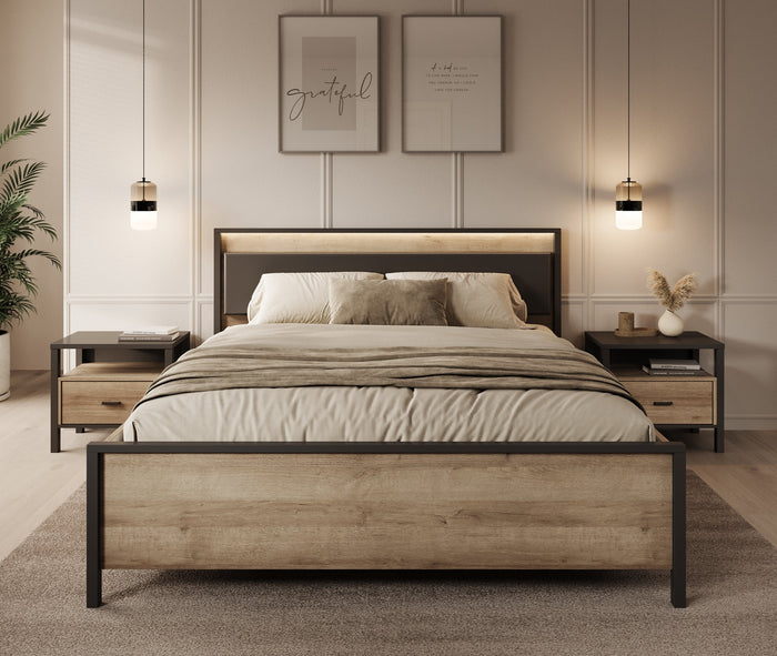 Meubella - Tweepersoonsbed Honduras - Eiken - 160x200 cm