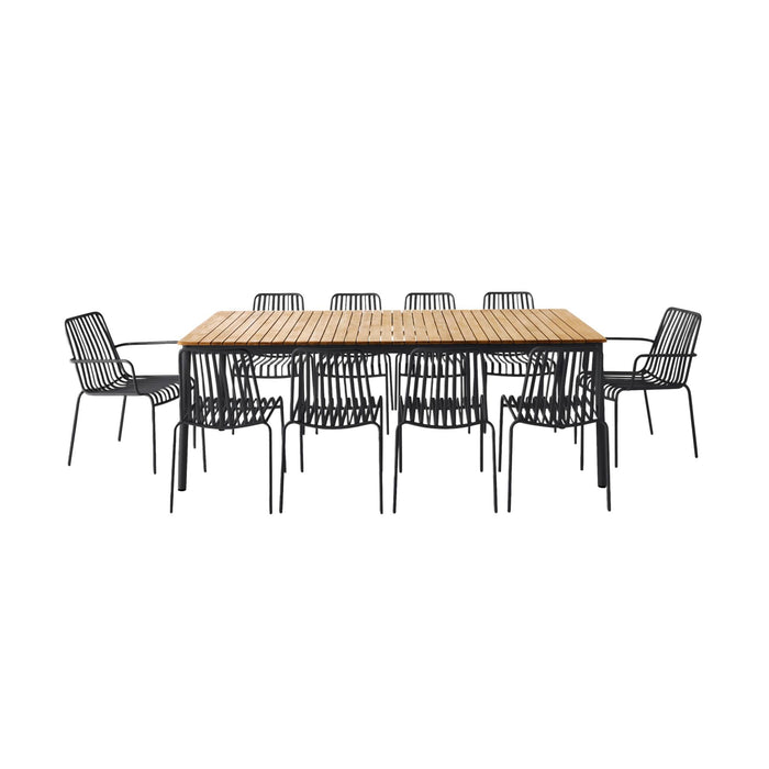 sweeek - Tuintafel teak en staal 8 stoelen 2 fauteuils