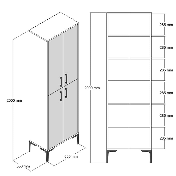 Giga Meubel - Schoenenkast Walnoot|Antraciet Hout - 200cm - Berlin