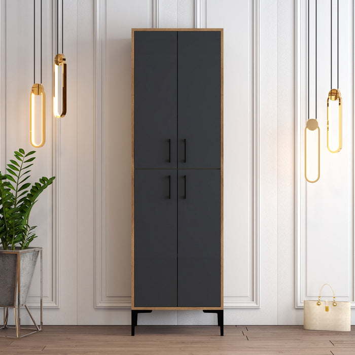 Giga Meubel - Schoenenkast Walnoot|Antraciet Hout - 200cm - Berlin