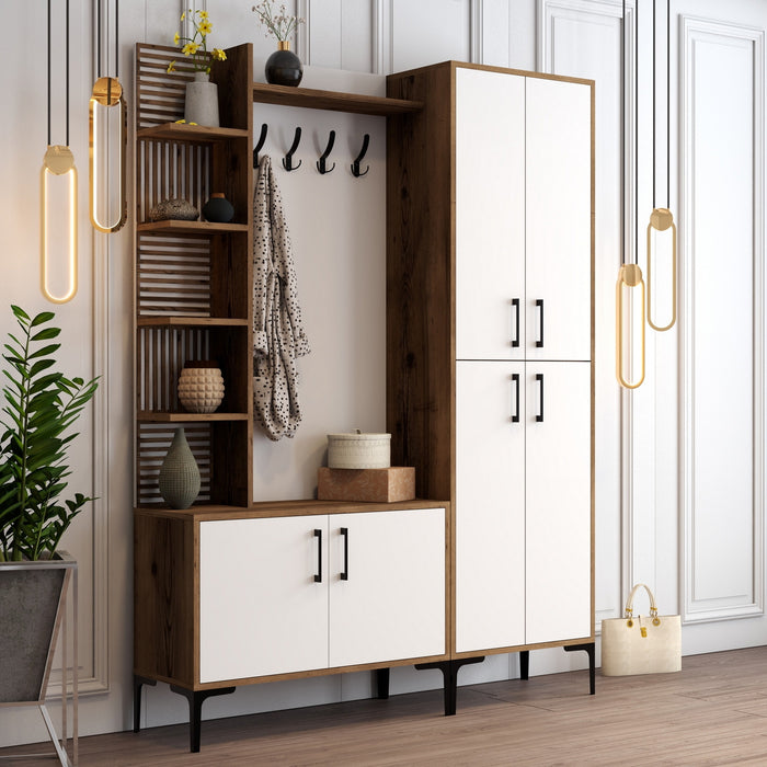 Giga Meubel - Garderobemeubel Walnoot|Wit Hout - 200cm - Viyana Large