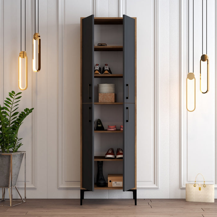 Giga Meubel - Schoenenkast Walnoot|Antraciet Hout - 200cm - Berlin