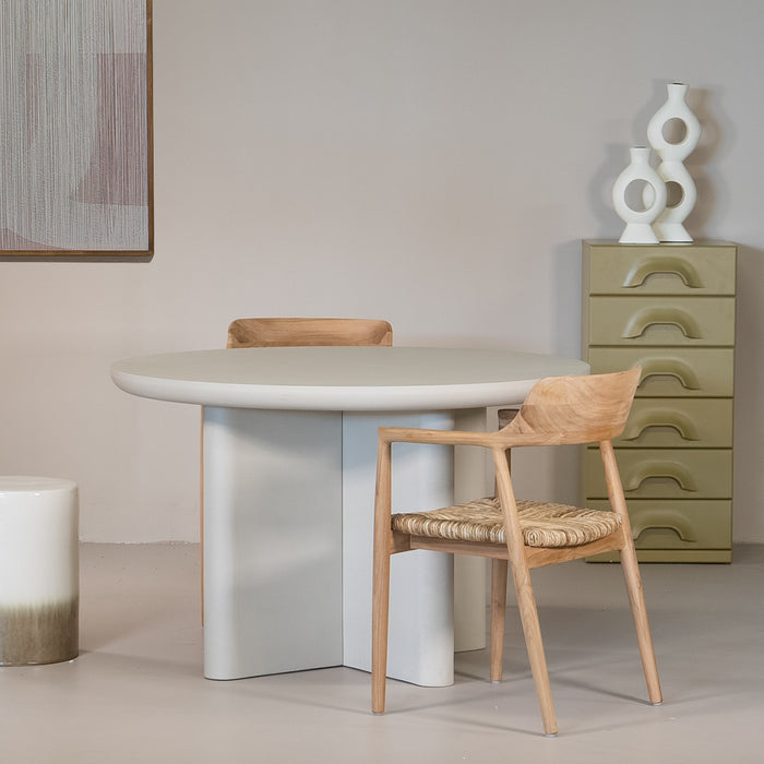 Giga Meubel - Tuintafel Rond 120cm - Beige betonlook - Acryl Coating - Miso