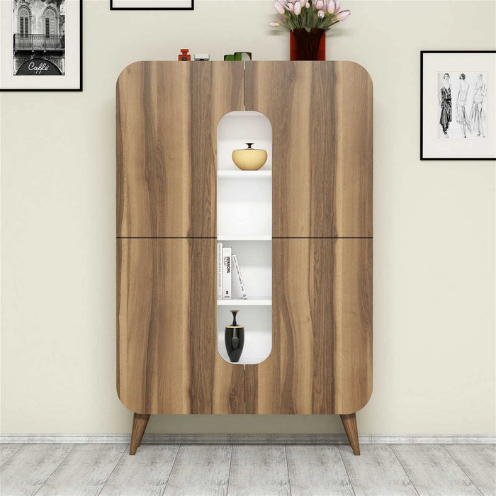 Giga Meubel - Wandkast Walnoot|Wit Hout - 93x32x144cm - Mine