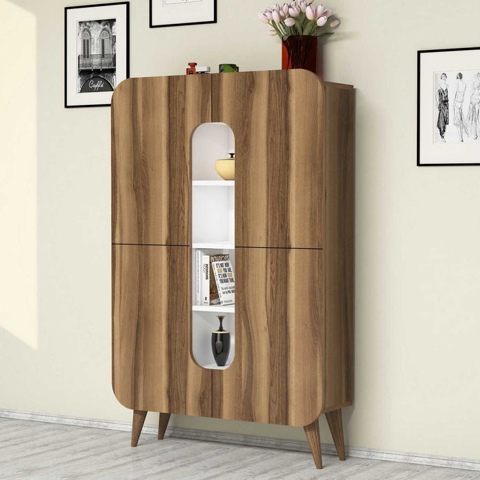 Giga Meubel - Wandkast Walnoot|Wit Hout - 93x32x144cm - Mine