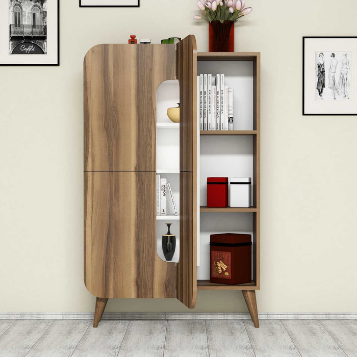 Giga Meubel - Wandkast Walnoot|Wit Hout - 93x32x144cm - Mine