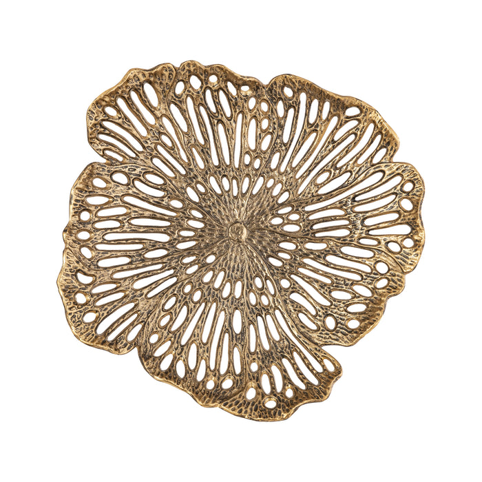 PTMD Ryhann Brass Casted Alu Flower Wall Deco Bowl L