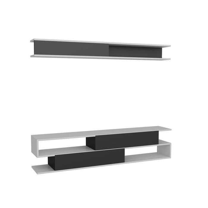 Giga Meubel - Tv-meubel Wit|Zwart Hout - 176x32x39cm - Sims