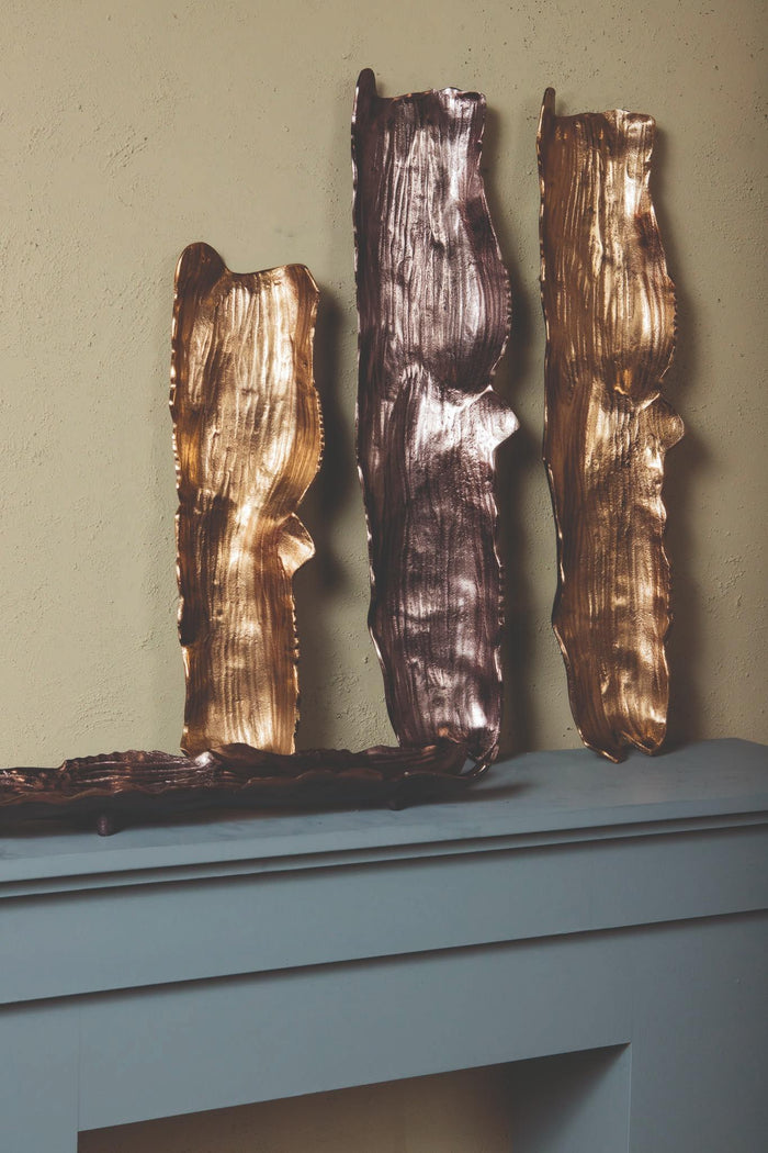 PTMD Lukne Gold Casted Alu Rough Wavy Bowl Rectangle S