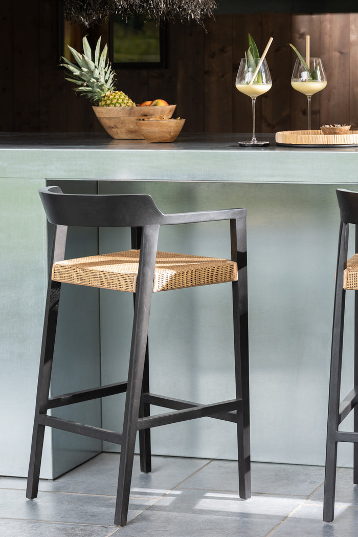 J-Line barstoel Emma - hout - zwart|bruin