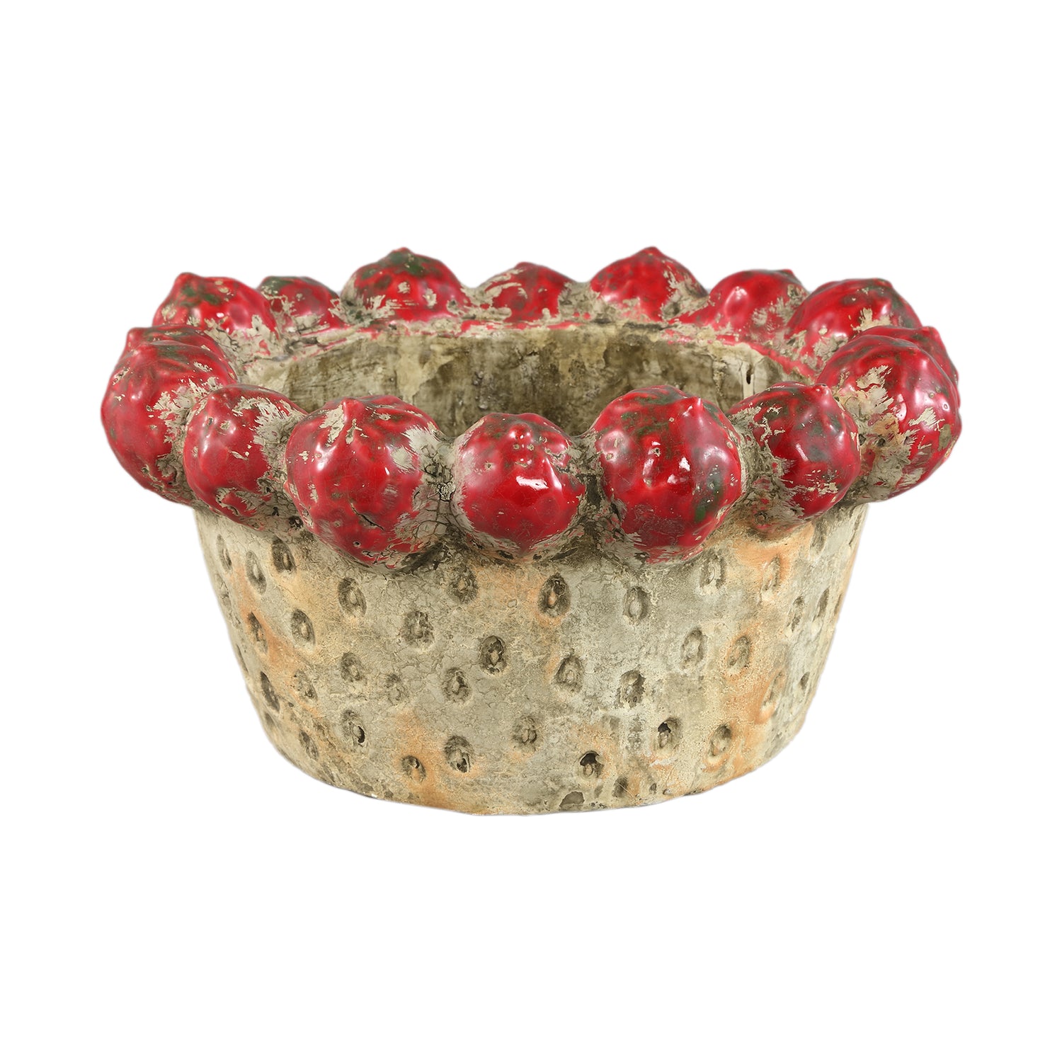 PTMD Fruitsy Red Round Terra Bowl Strawberries Edge L