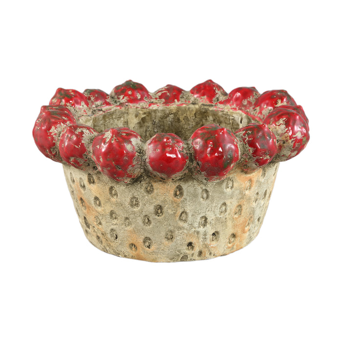 PTMD Fruitsy Red Round Terra Bowl Strawberries Edge L